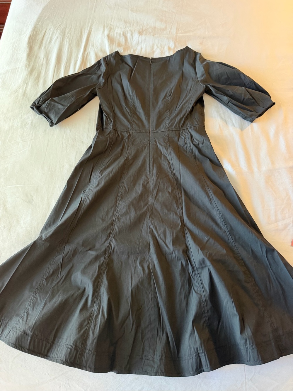 Ann Taylor Black Fit-and-Flare Midi Dress with Scoop Neck - Picture 8 of 8
